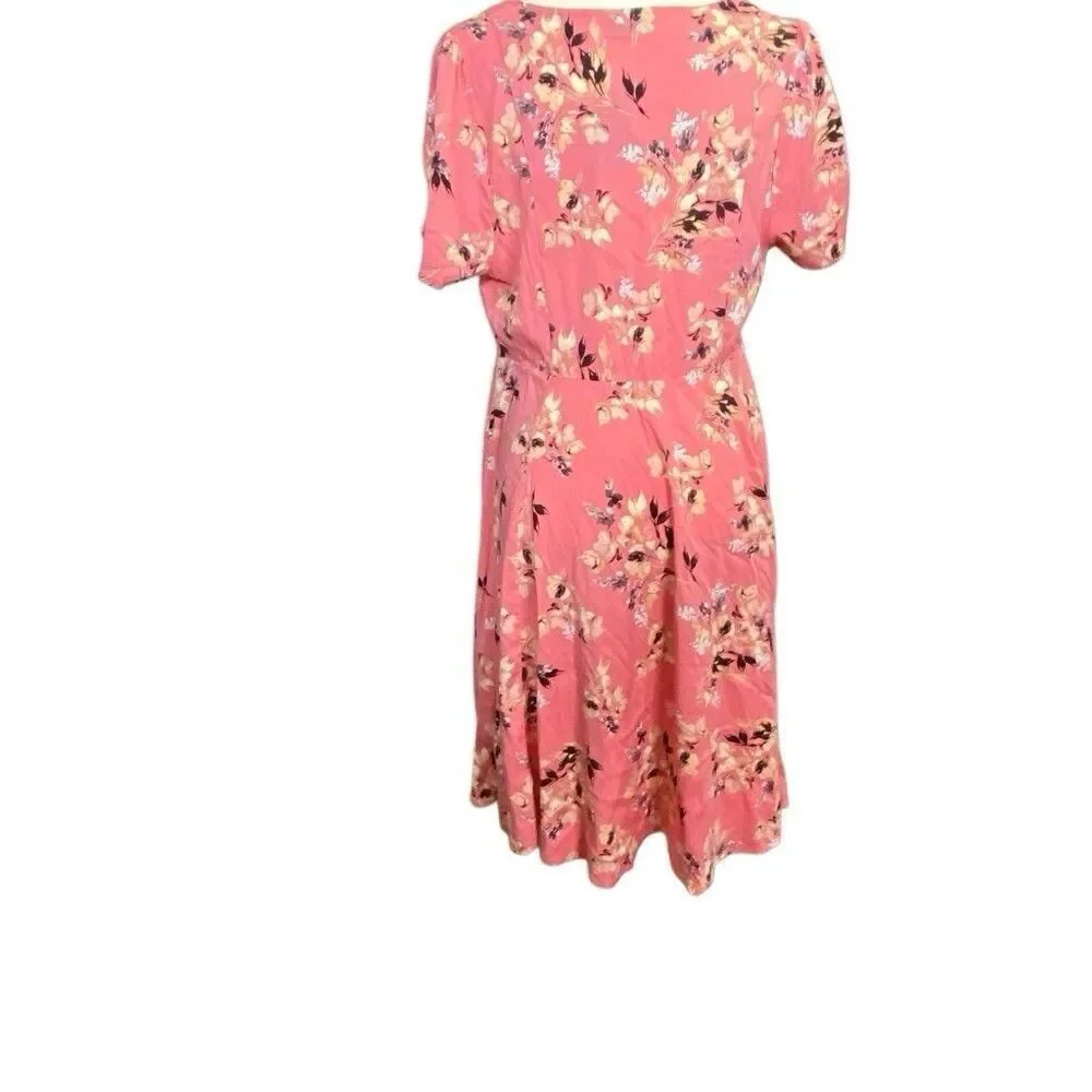 TORRID Knee Length Pink Floral Challis Sweetheart Dress Short Sleeve Size 1X New - Picture 4 of 8